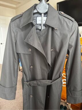 Coach Black Double-Breasted Belted Trench Coat